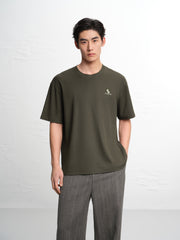 Men's Logo Embroidered Mid-Sleeve T-Shirt
