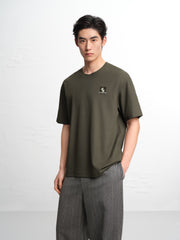 Men's Logo Embroidered Mid-Sleeve T-Shirt