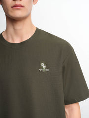 Men's Logo Embroidered Mid-Sleeve T-Shirt