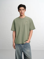 Men's Logo Embroidered Mid-Sleeve T-Shirt