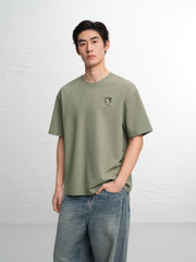 Men's Logo Embroidered Mid-Sleeve T-Shirt