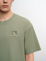 Men's Logo Embroidered Mid-Sleeve T-Shirt