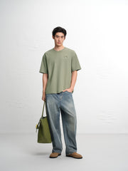 Men's Logo Embroidered Mid-Sleeve T-Shirt