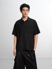 Men's Solid Textured Jacquard Polo Shirt