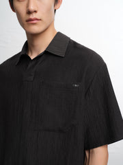 Men's Solid Textured Jacquard Polo Shirt