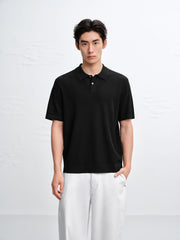 Men's Open-Collar Knit Polo Shirt