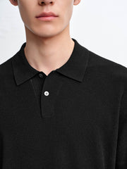 Men's Open-Collar Knit Polo Shirt