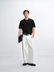 Men's Open-Collar Knit Polo Shirt
