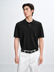 Men's Open-Collar Knit Polo Shirt
