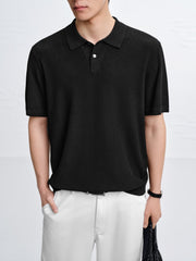 Men's Open-Collar Knit Polo Shirt