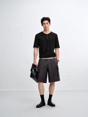 Men's Henley Collar Knit T-Shirt