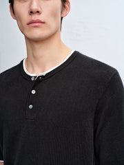 Men's Henley Collar Knit T-Shirt