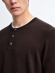 Men's Henley Collar Knit T-Shirt