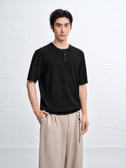Men's Old Money Textured Knit Henley T-Shirt