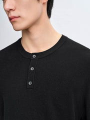 Men's Old Money Textured Knit Henley T-Shirt
