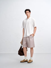 Men's Textured Jacquard Knit Polo Shirt