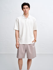 Men's Textured Jacquard Knit Polo Shirt