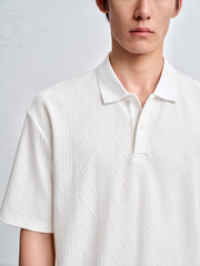 Men's Textured Jacquard Knit Polo Shirt