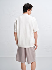 Men's Textured Jacquard Knit Polo Shirt