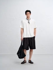 Men's Crewneck Short Sleeve T-Shirt with Metal Label