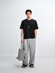 Men's Crewneck Short Sleeve T-Shirt with Metal Label