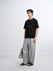 Men's Crewneck Short Sleeve T-Shirt with Metal Label