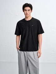 Men's Crewneck Short Sleeve T-Shirt with Metal Label