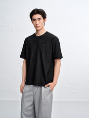 Men's Crewneck Short Sleeve T-Shirt with Metal Label