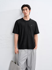 Men's Crewneck Short Sleeve T-Shirt with Metal Label