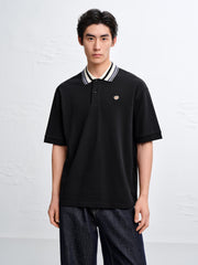 Men's Antibacterial Polo Shirt with Striped Collar
