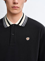 Men's Antibacterial Polo Shirt with Striped Collar