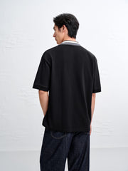Men's Antibacterial Polo Shirt with Striped Collar