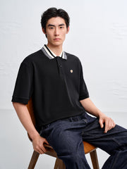 Men's Antibacterial Polo Shirt with Striped Collar