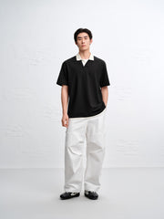 Men's Color-Block Polo Shirt with Seagull Collar