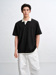 Men's Color-Block Polo Shirt with Seagull Collar