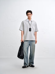 Men's Loose-Fit Layered-Look Paneled Polo Shirt