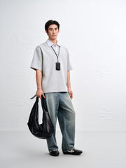 Men's Loose-Fit Layered-Look Paneled Polo Shirt