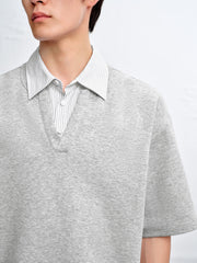 Men's Loose-Fit Layered-Look Paneled Polo Shirt