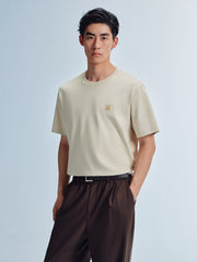 Men's Minimal Solid T-Shirt with Patch Detail