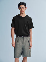 Men's Minimal Solid T-Shirt with Patch Detail