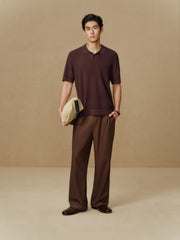 Men's Open-Collar Knit Polo Shirt
