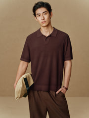 Men's Open-Collar Knit Polo Shirt