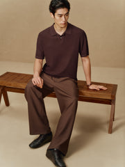 Men's Open-Collar Knit Polo Shirt