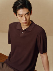 Men's Open-Collar Knit Polo Shirt