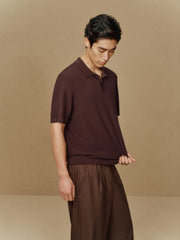 Men's Open-Collar Knit Polo Shirt