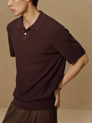 Men's Open-Collar Knit Polo Shirt
