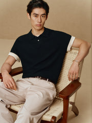 Men's Open-Collar Knit Polo Shirt