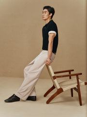 Men's Open-Collar Knit Polo Shirt