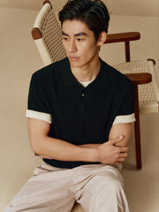 Men's Open-Collar Knit Polo Shirt