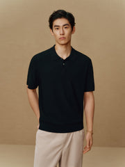 Men's Open-Collar Knit Polo Shirt